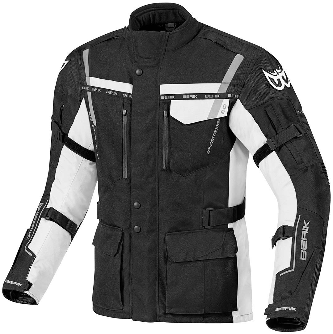 Berik Torino Veste textile de moto imperméable à l'eau Noir Blanc 48