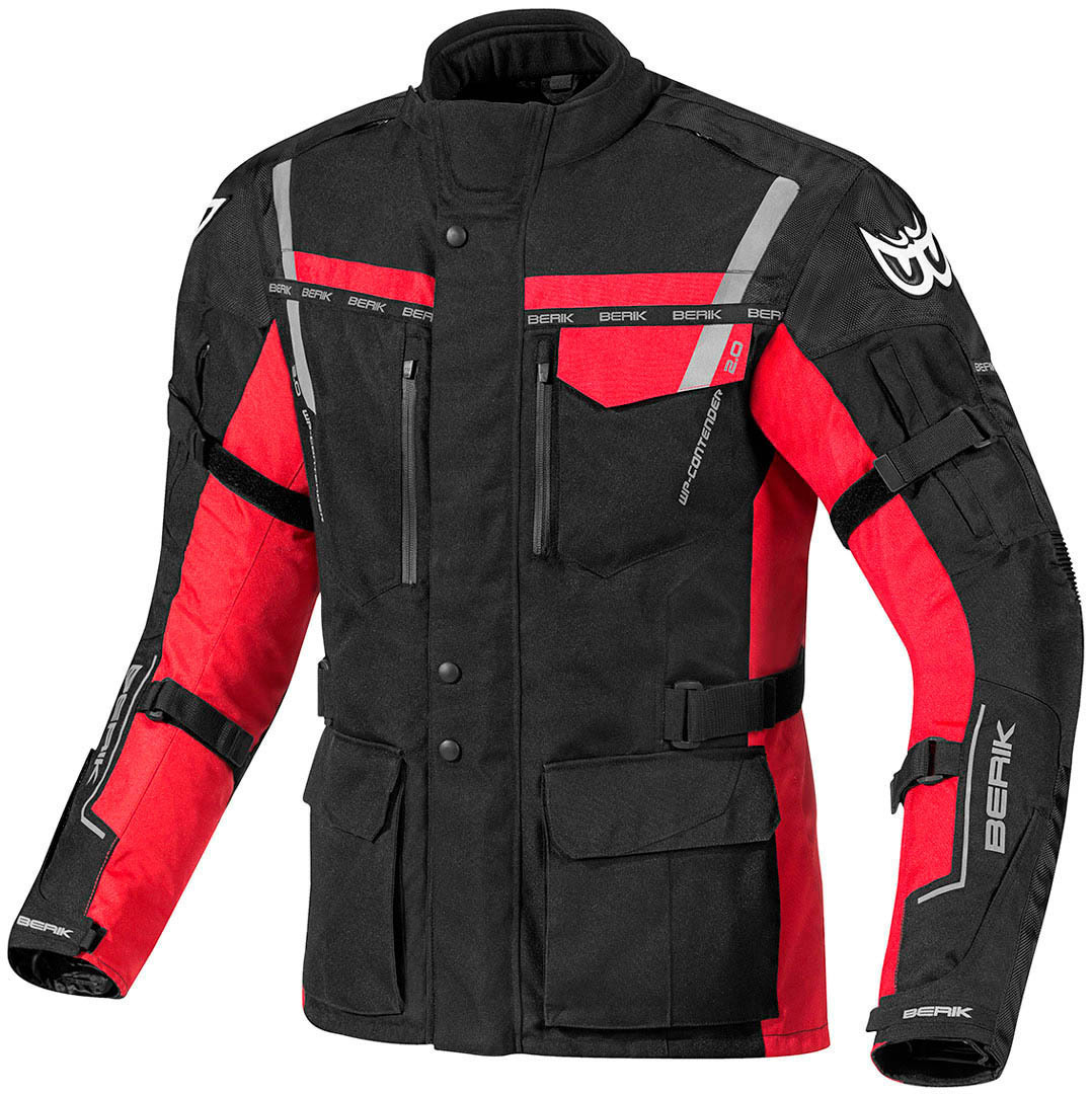 Berik Torino Veste textile de moto imperméable à l'eau Noir Rouge 48
