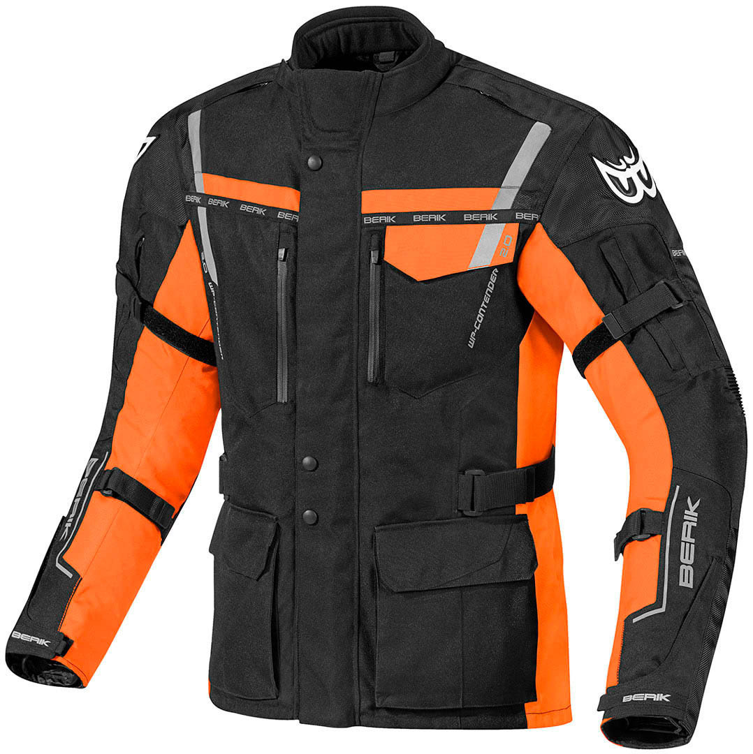 Berik Torino Veste textile de moto imperméable à l'eau Noir Orange 48