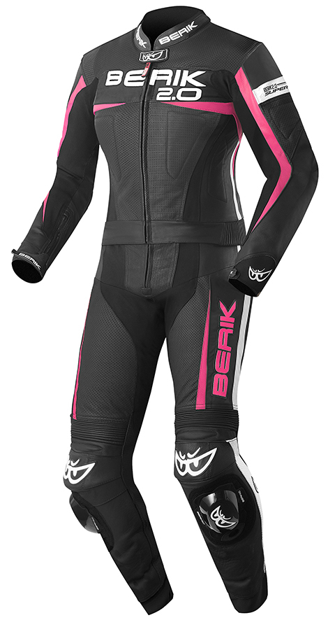 Berik Flumatic Costume en cuir de moto de deux pièces de dames Noir Rose 46