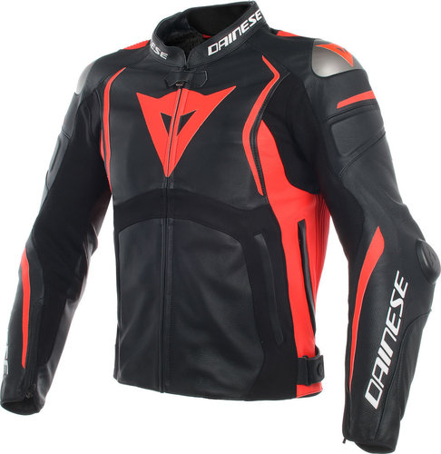 Dainese Mugello Leren Jas Zwart Rood 46 dainese kopen in de aanbieding