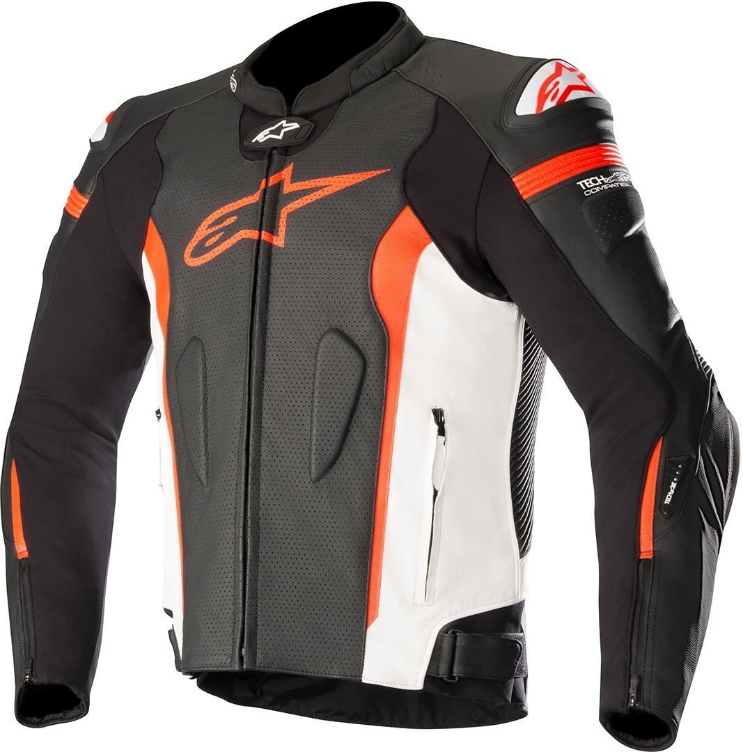 Alpinestars Missile Tech-Air Veste de moto en cuir Noir Blanc Rouge 50