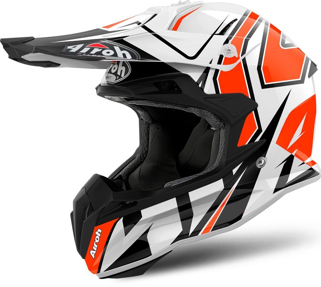 Airoh Terminator Open Vision Shock Casque de motocross Blanc Orange 2XL