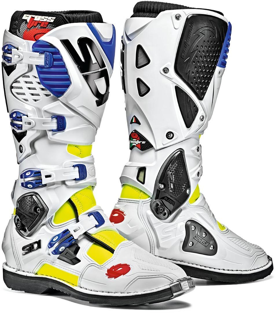 Sidi Crossfire 3 Motocross Boots Bottes Motocross Blanc Bleu 47