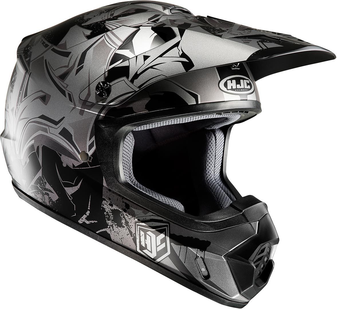 HJC CS-MX II Graffed Casque de motocross Noir Argent XS