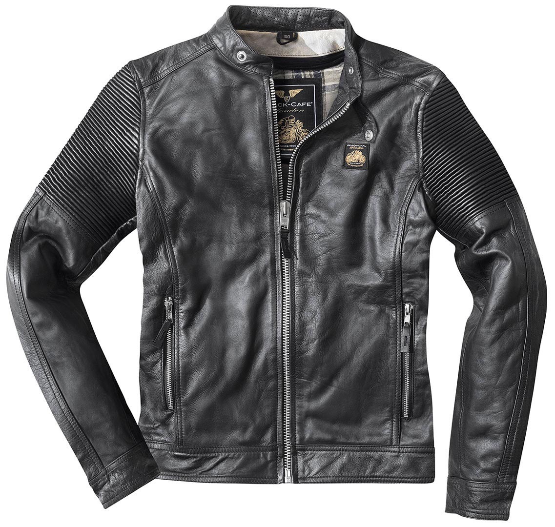 Black-Cafe London Milano Veste en cuir de moto Noir 48