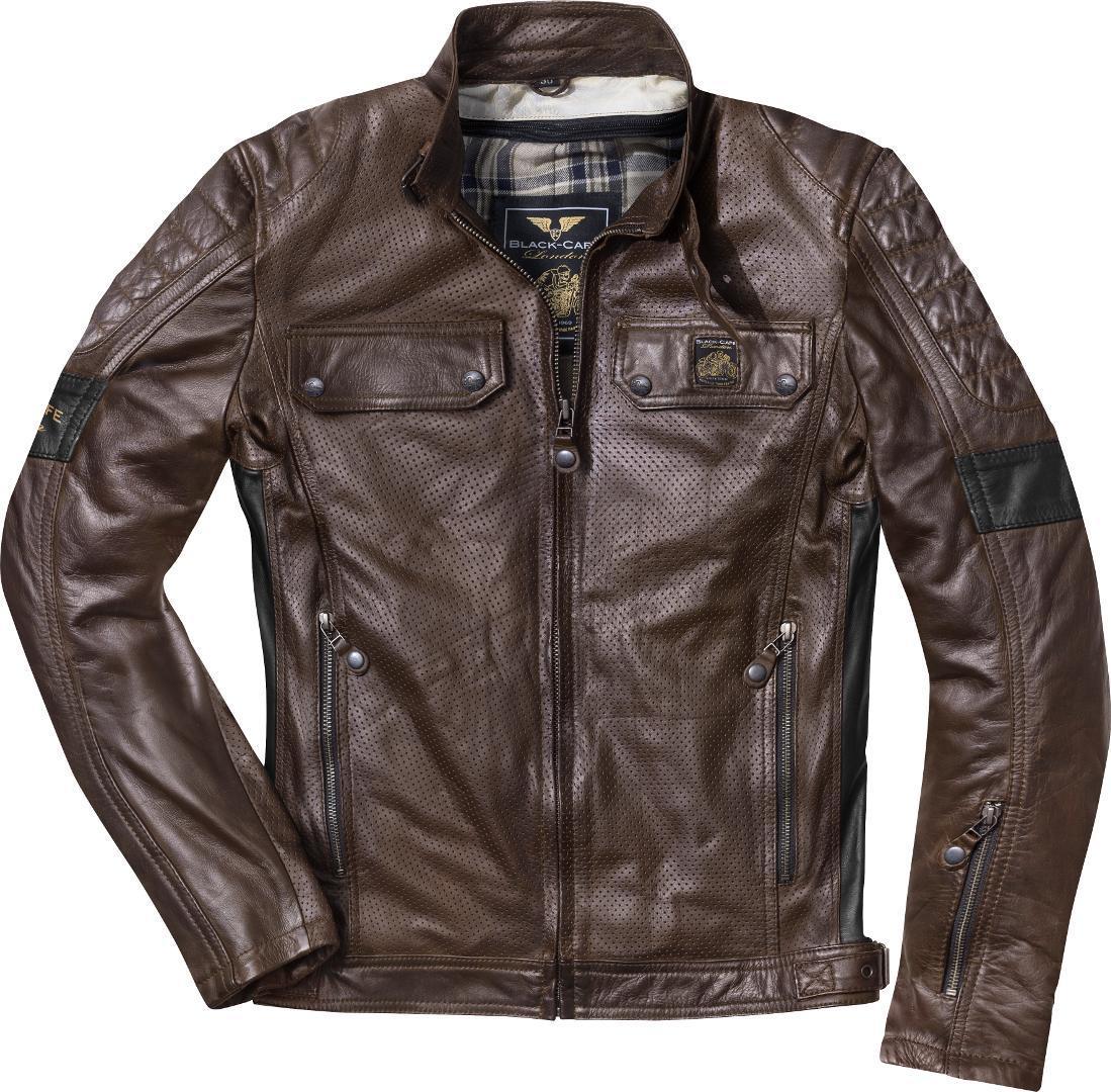 Black-Cafe London Brooklyn Veste en cuir de moto Brun 50