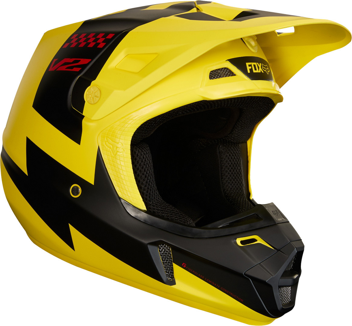 FOX V2 Master Casque MX Noir Jaune XS
