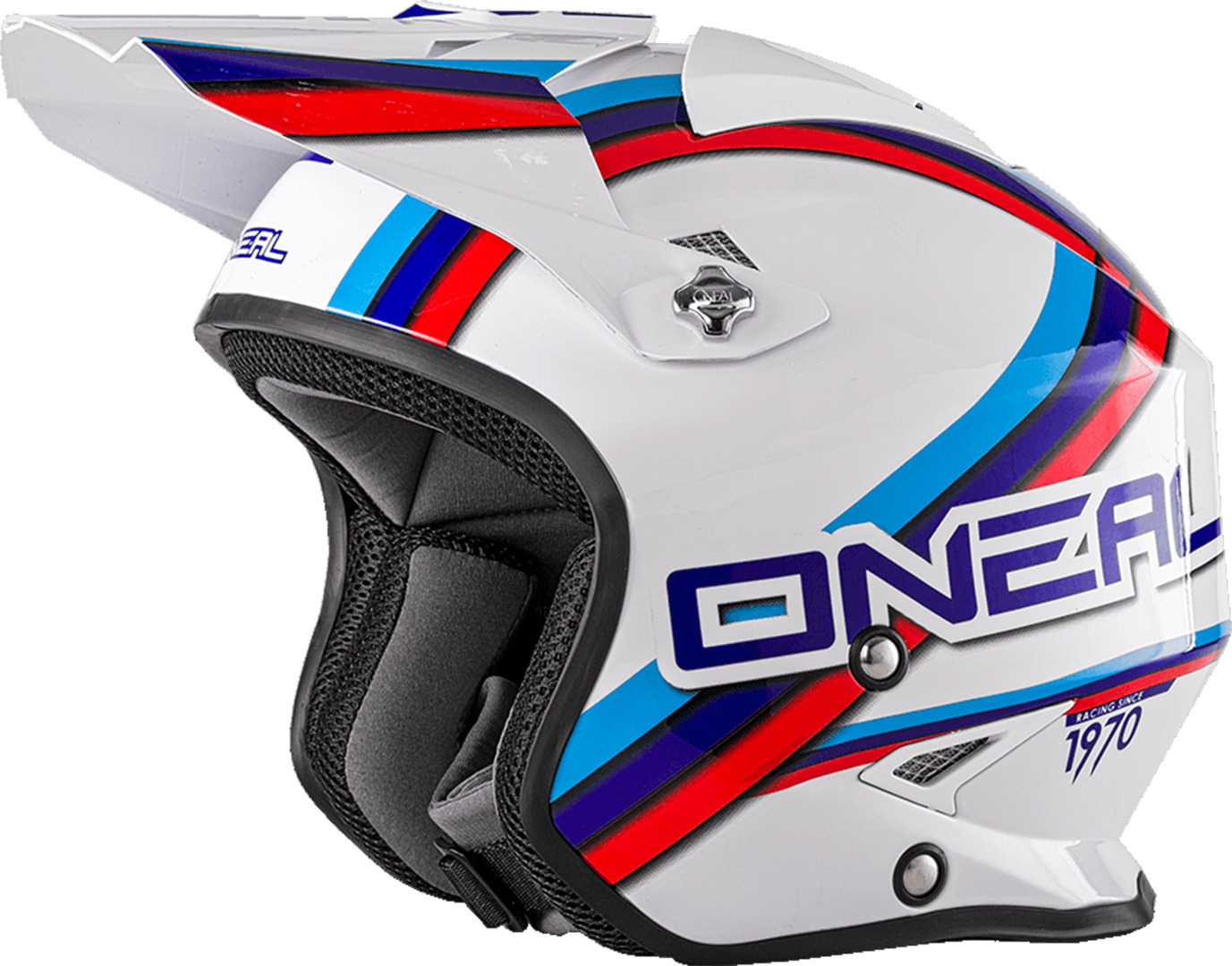 Oneal Slat Circuit Casque d’essai Blanc Rouge Bleu XS