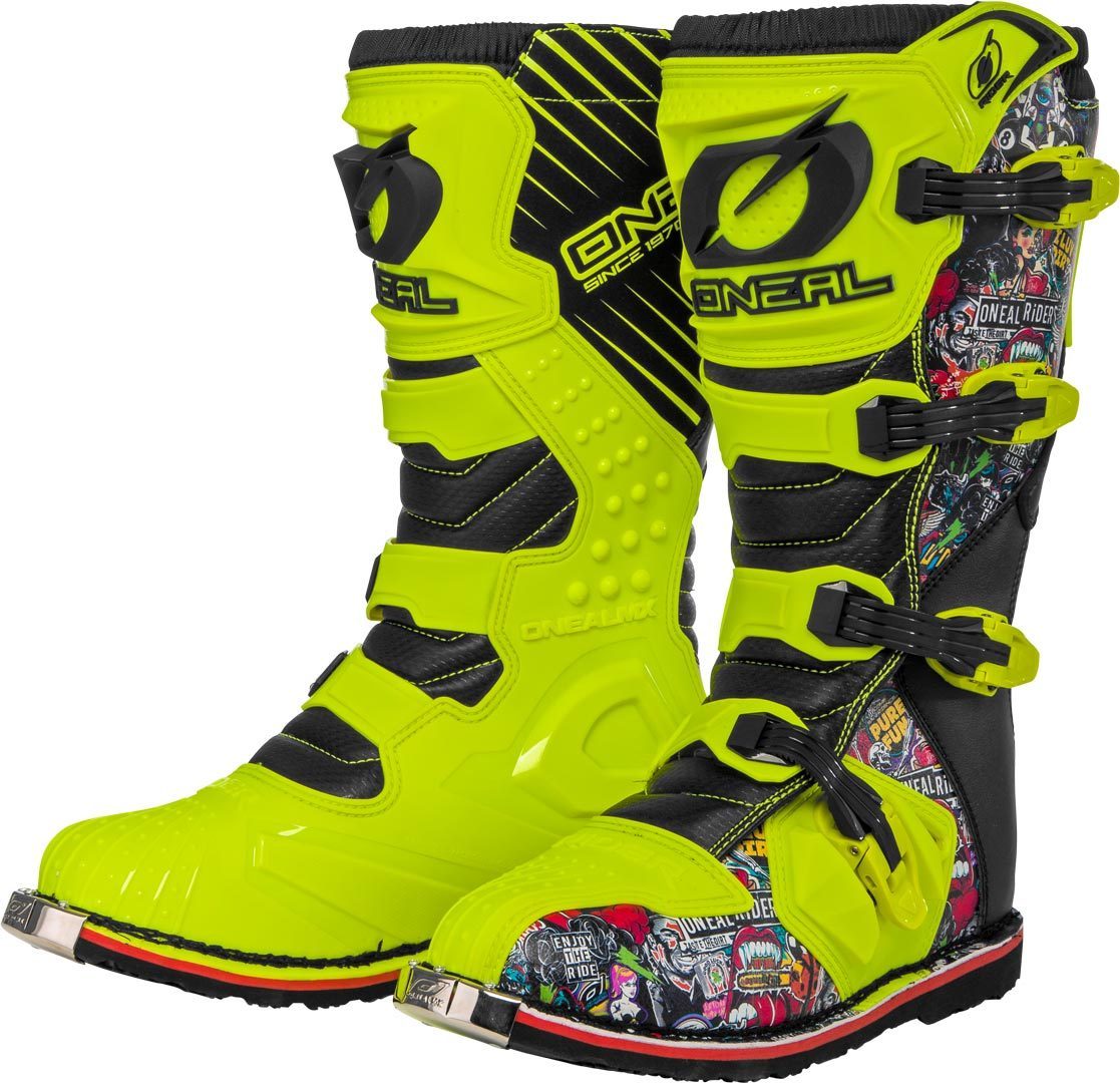 Oneal Rider Crank Bottes Motocross Noir Vert 45