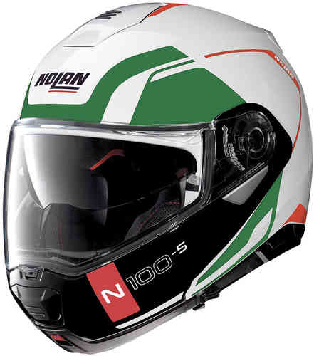 Nolan N100 5 Consistency N Com Helm Zwart Wit Rood Groen nolan kopen in de aanbieding