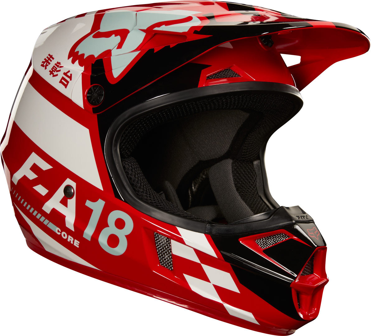 FOX V1 Sayak Casque MX Jeunesse Blanc Rouge S