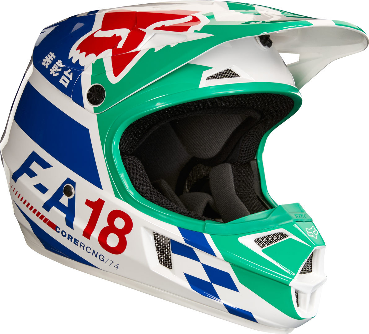FOX V1 Sayak Casque MX Jeunesse Blanc Vert S