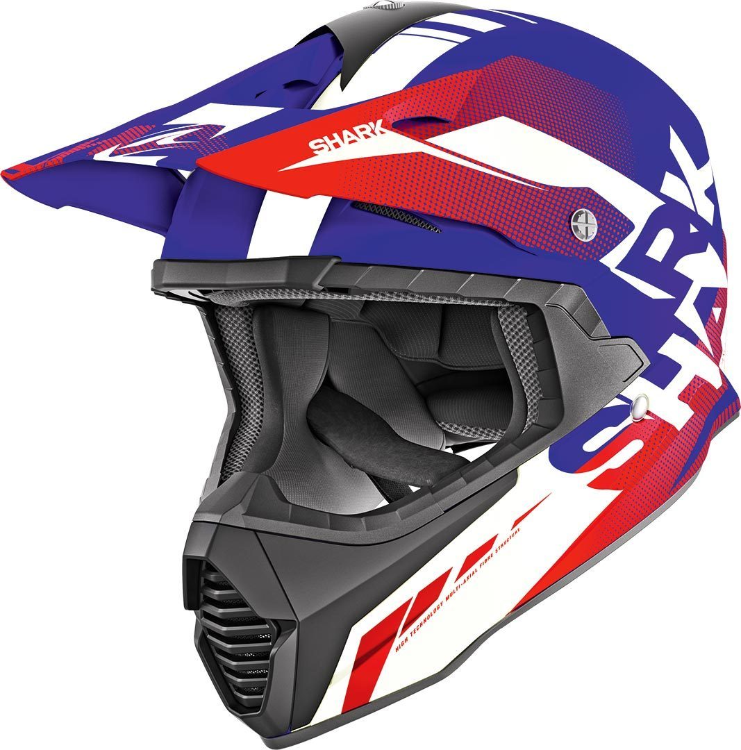 Shark Varial Anger Motocross Helmet Casque de motocross Blanc Rouge Bleu 2XL