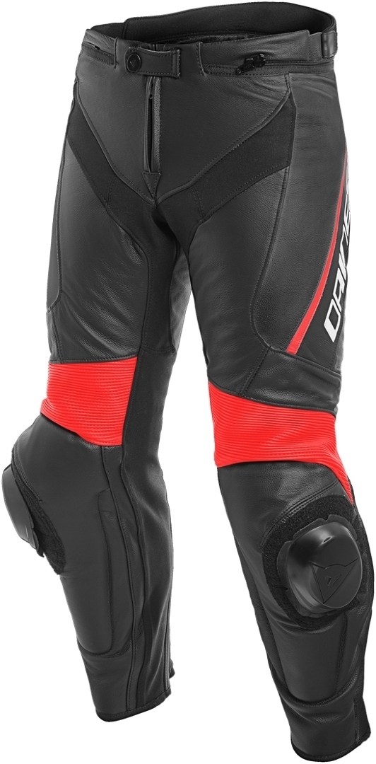 Dainese Delta 3 Pantalon en cuir de moto dames Noir Rouge 40
