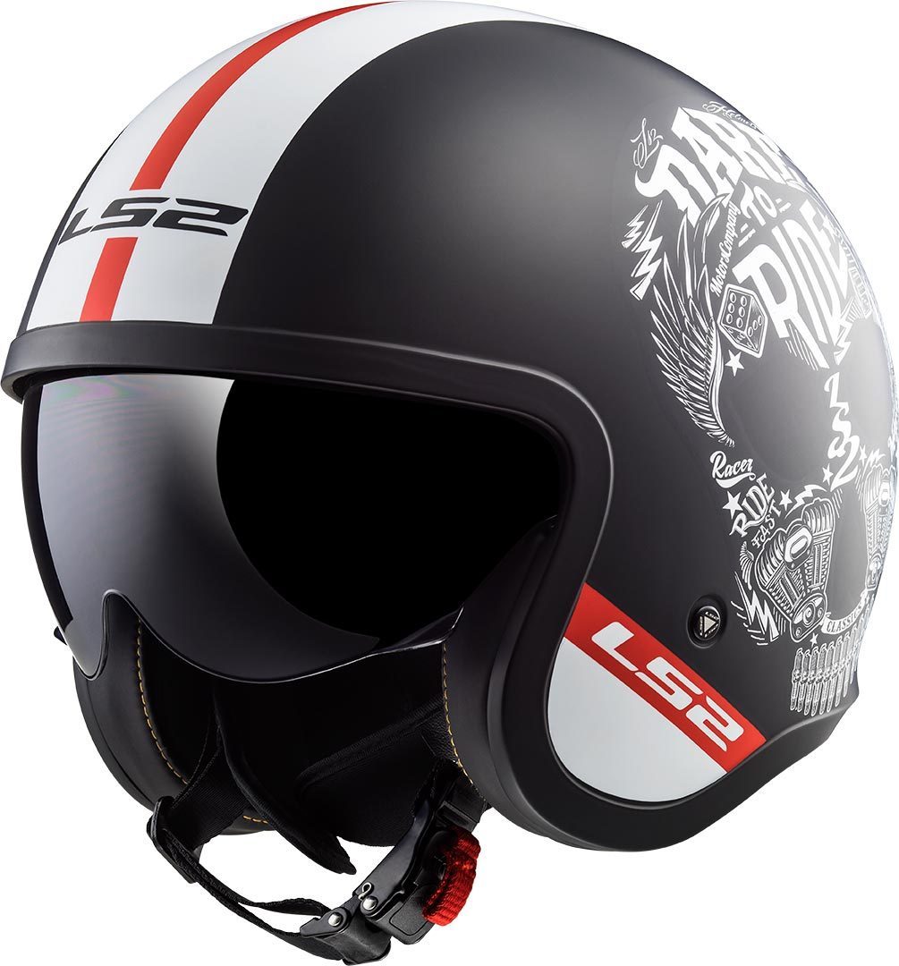 LS2 OF599 Spitfire Inky Casque jet Noir Blanc XL