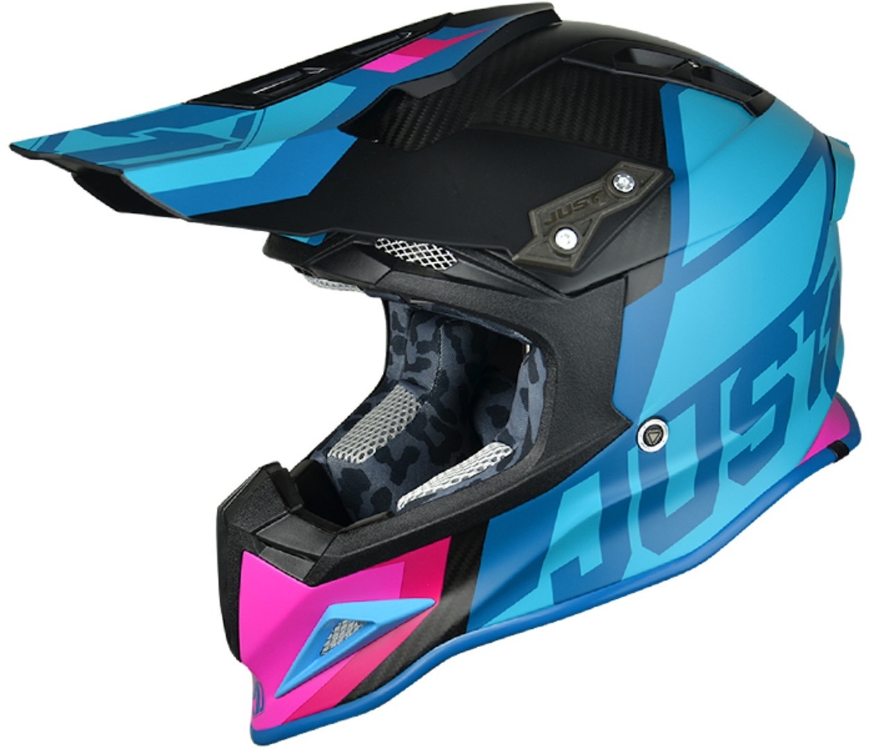 Just1 J12 Unit Carbon 1 Casque Motocross 1 Noir Bleu XL