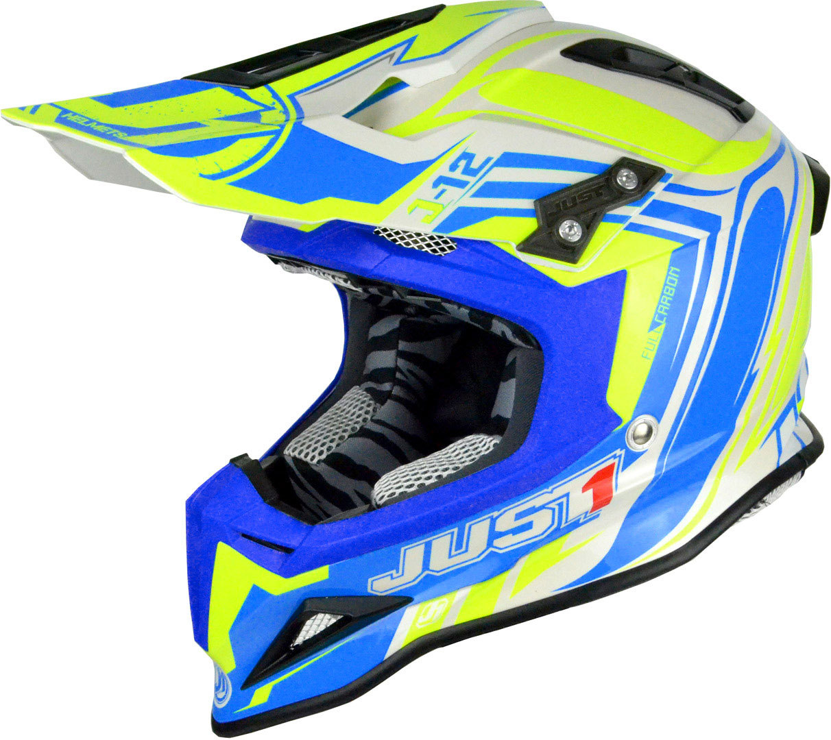 Image of Just1 J12 Flame Casque MX Bleu Jaune S
