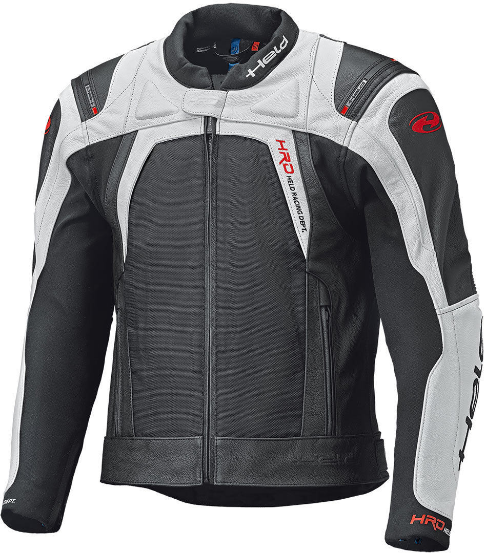Held Hashiro II Veste de moto en cuir Noir Blanc 48