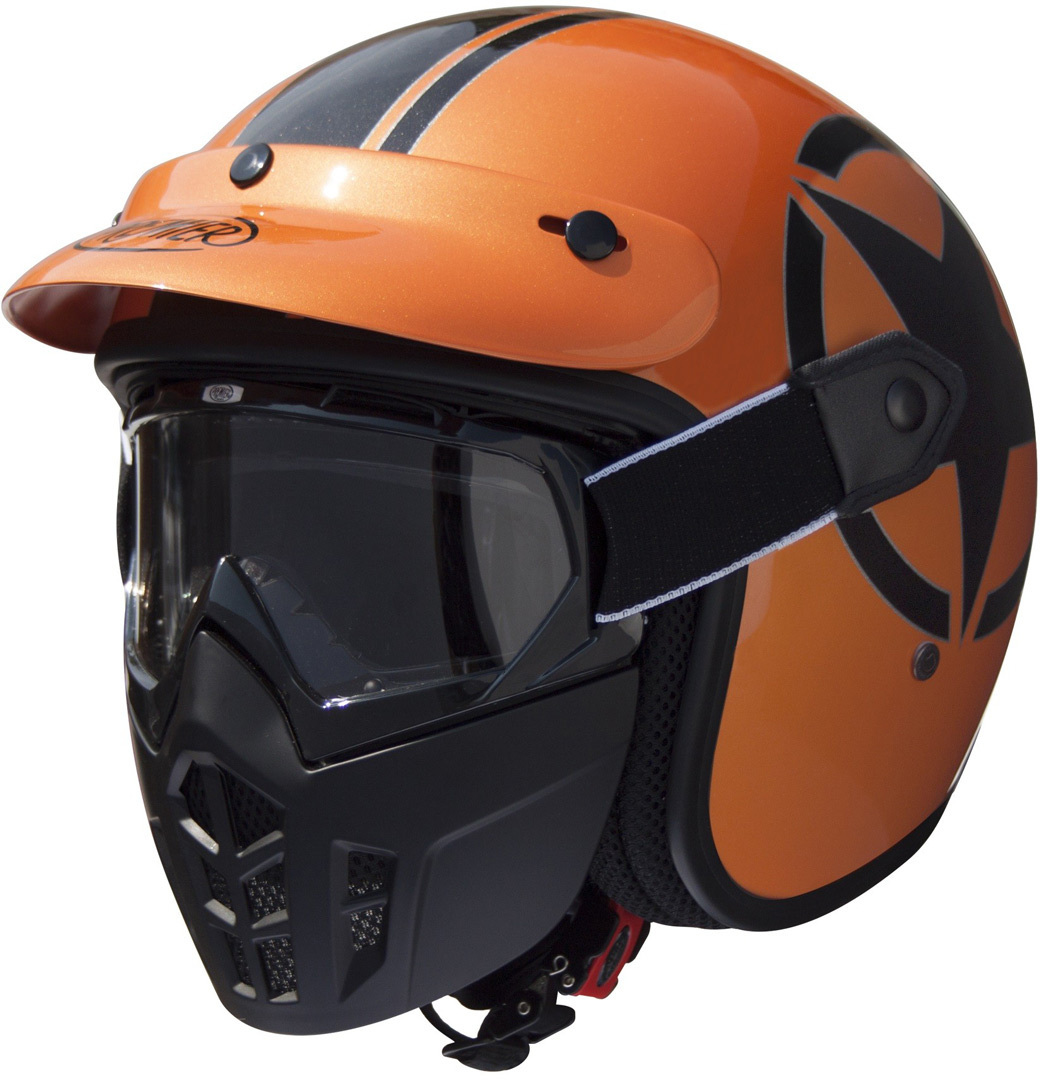 Premier Vintage Mask Star Metallic Casque jet Noir Orange S