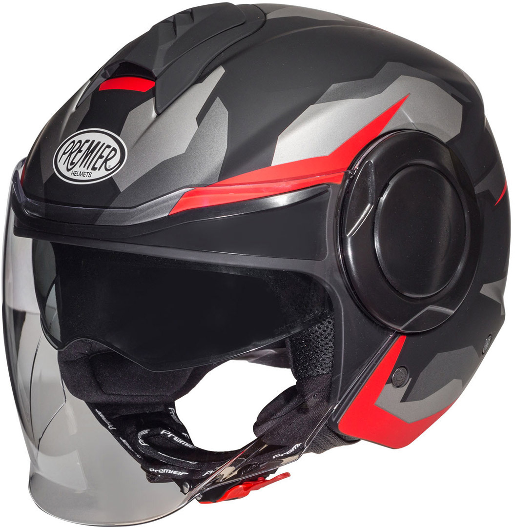 Premier Cool BM Casque Jet rouge Gris Argent L