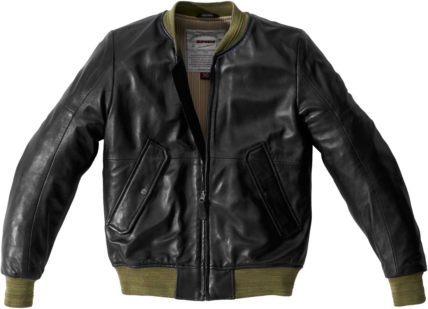 Spidi Super Veste de moto en cuir Noir Vert 50