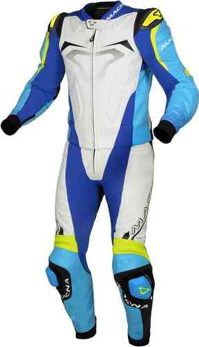 Macna Voltage Traje de cuero dos piezas Blanco Azul 58