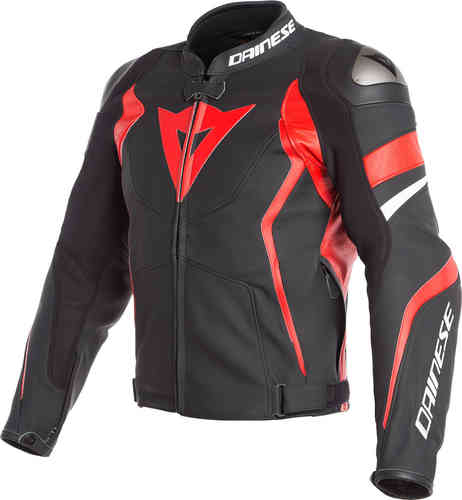 Dainese Avro 4 Chaqueta de cuero moto Negro Rojo 64