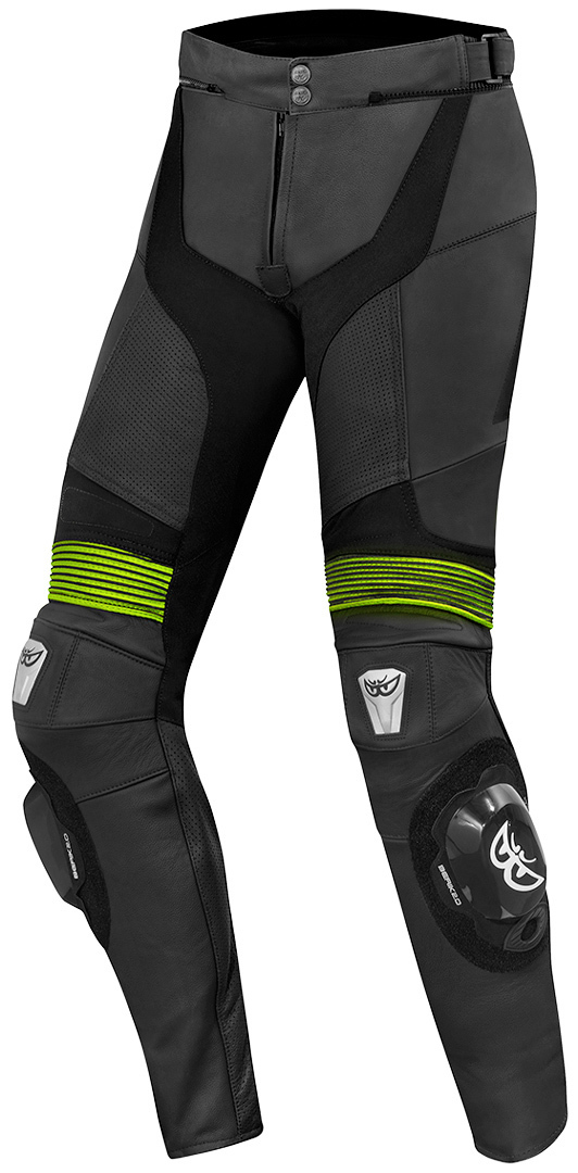 Berik Flexius Pantalon en cuir de moto Noir Jaune 50