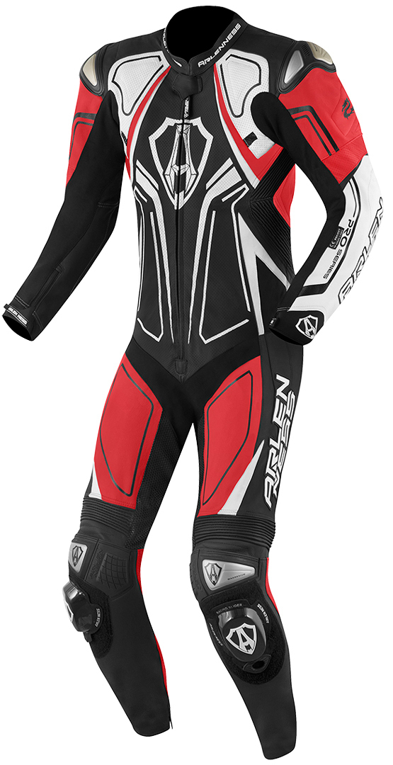 Image of Arlen Ness Conquest Combinaison de cuir de moto One Piece Noir Blanc Rouge 48