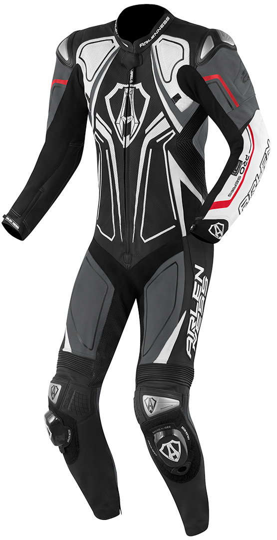 Image of Arlen Ness Conquest Combinaison de cuir de moto One Piece Noir Gris Blanc 50