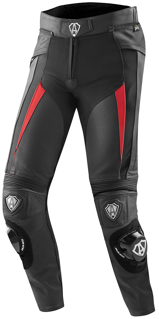 Arlen Ness Sugello Pantalon en cuir de moto Noir Rouge 48