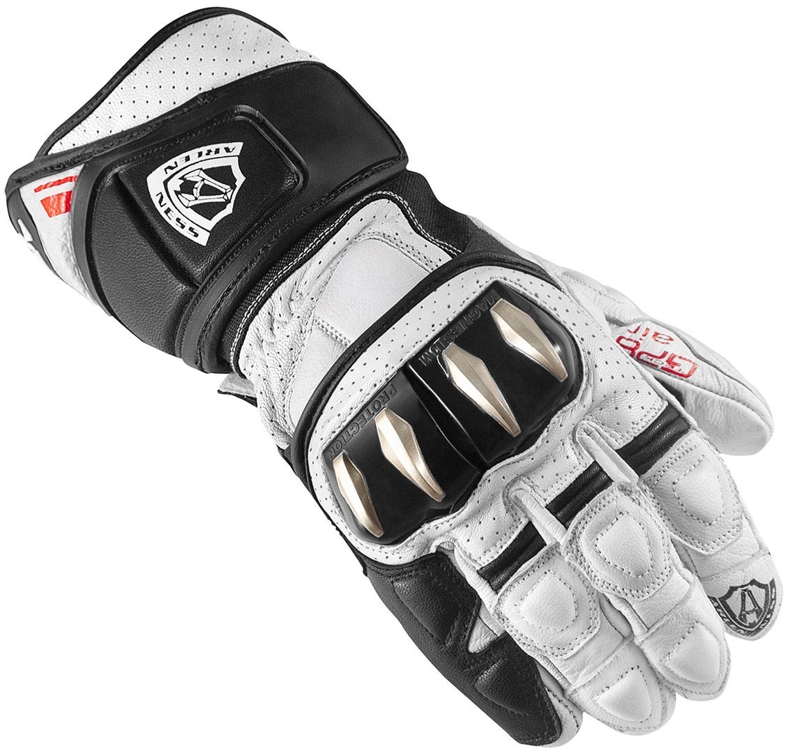 Arlen Ness Assen Gants de moto Noir Blanc Rouge 3XL