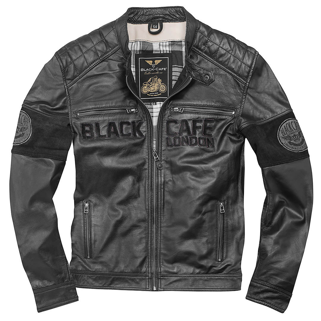 Black-Cafe London New York Veste en cuir de moto Noir 52