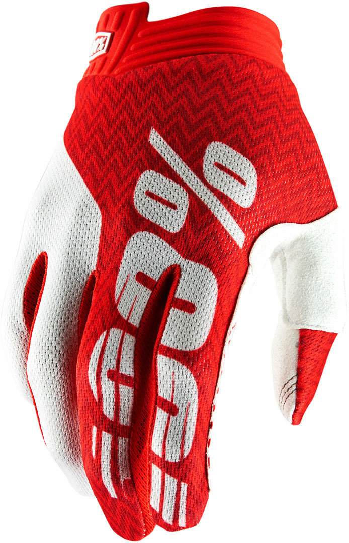 100% Itrack Gants Blanc Rouge S