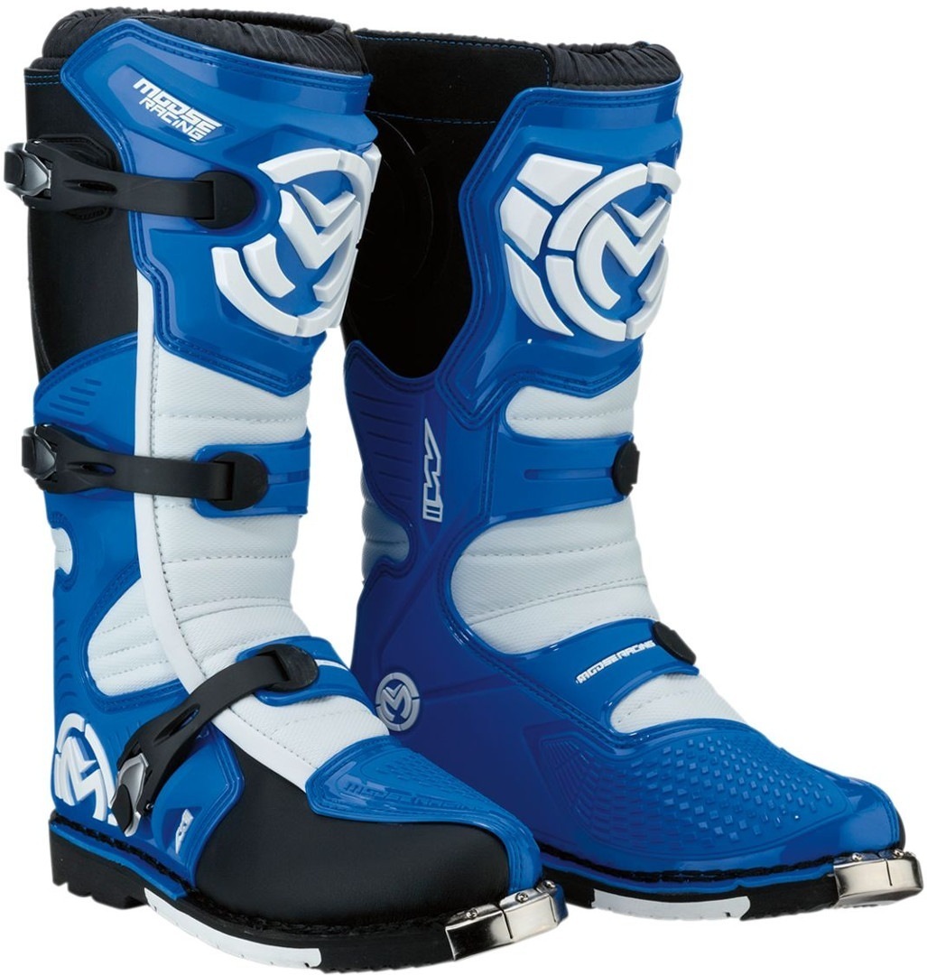 Moose Racing M1-3 MX Sole Bottes de motocross Blanc Bleu 39