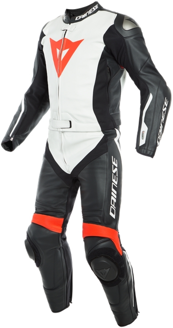 Dainese Avro D-Air® Airbag Combinaison de deux pièces moto cuir Noir Blanc Rouge 48