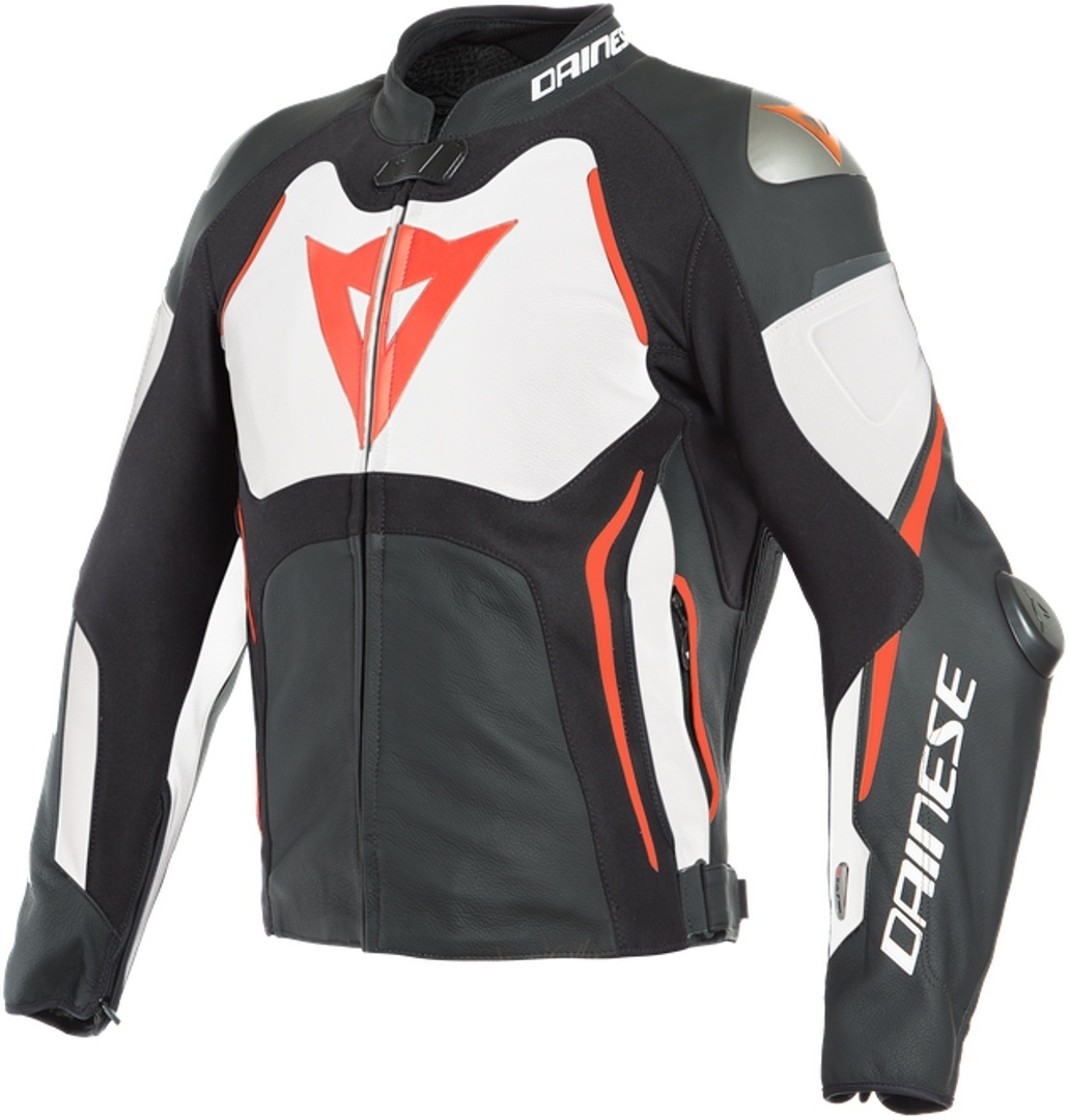 Dainese Tuono D-Air® Airbag Veste de moto en cuir Noir Blanc Rouge 48