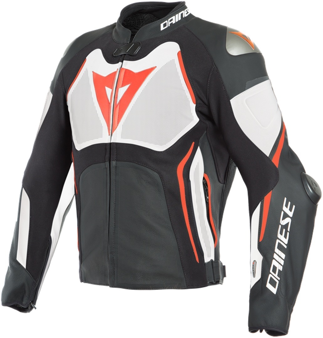 Dainese Tuono D-Air® Airbag Veste en cuir perforé Noir Blanc Rouge 48