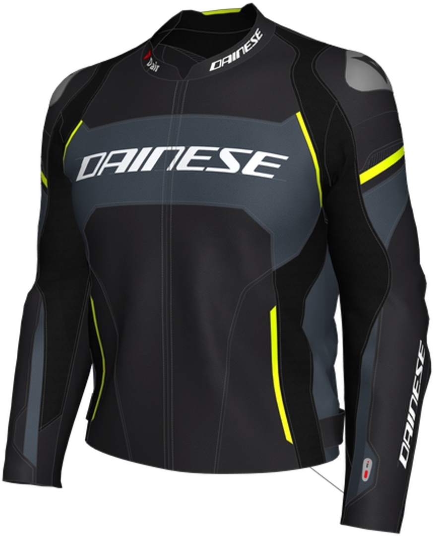 Dainese Racing 3 D-Air® Airbag Veste de moto en cuir Noir Gris Jaune 46