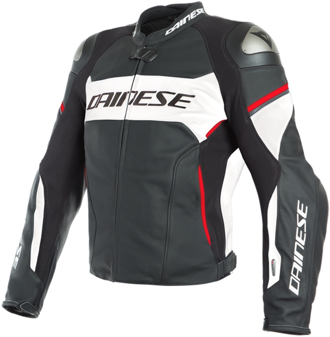 Dainese Racing 3 D-Air® Airbag Veste de moto en cuir Noir Blanc Rouge 48