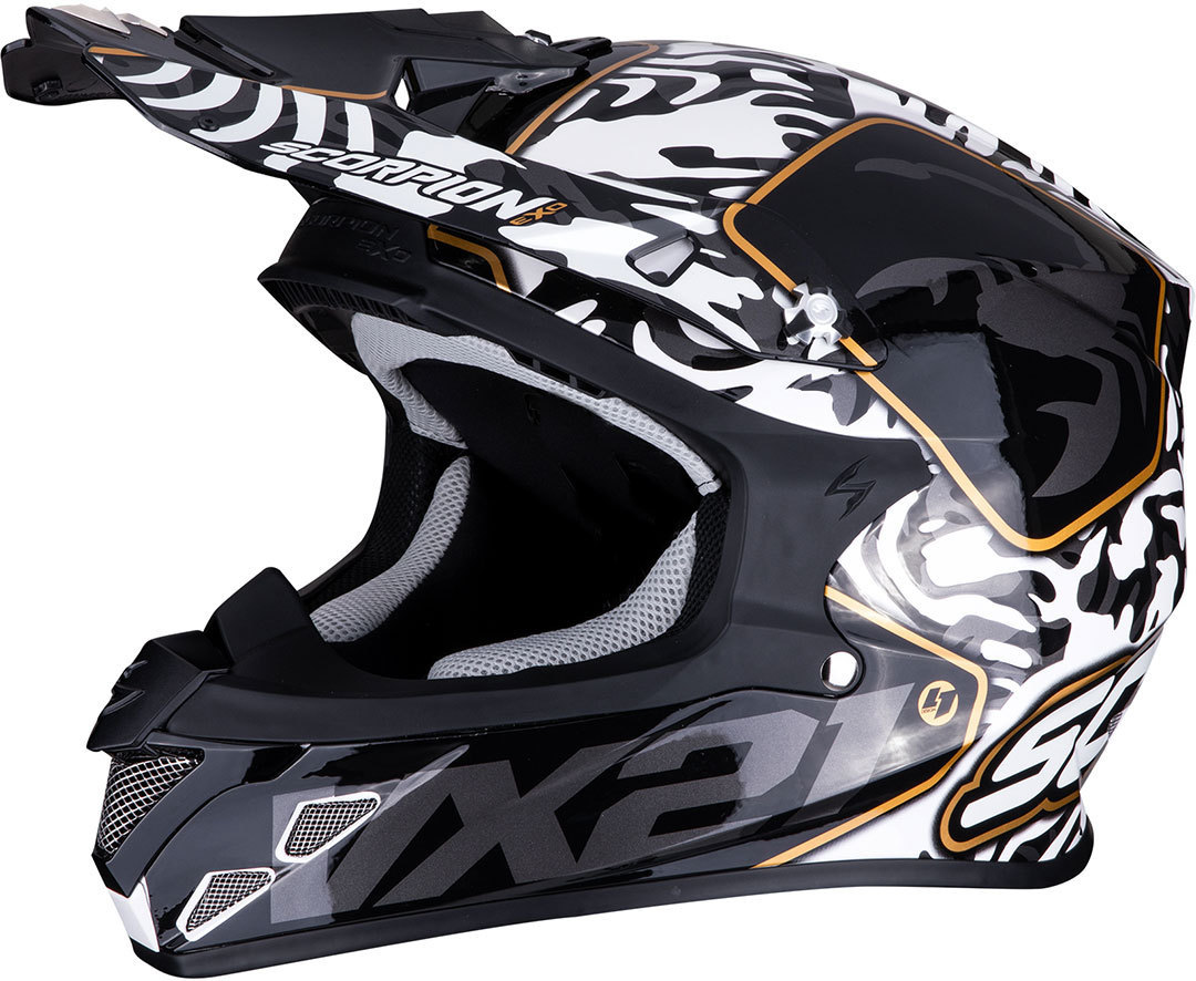 Scorpion VX-21 Air Gnarly Casque de motocross Noir Blanc Jaune S
