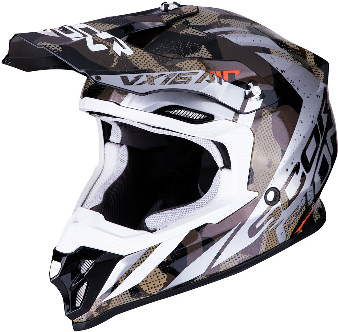 Scorpion VX-16 Air Waka Casque de motocross Noir Argent XS