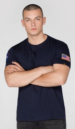 Alpha Industries Nasa T Shirt Blauw alpha industries kopen in de aanbieding