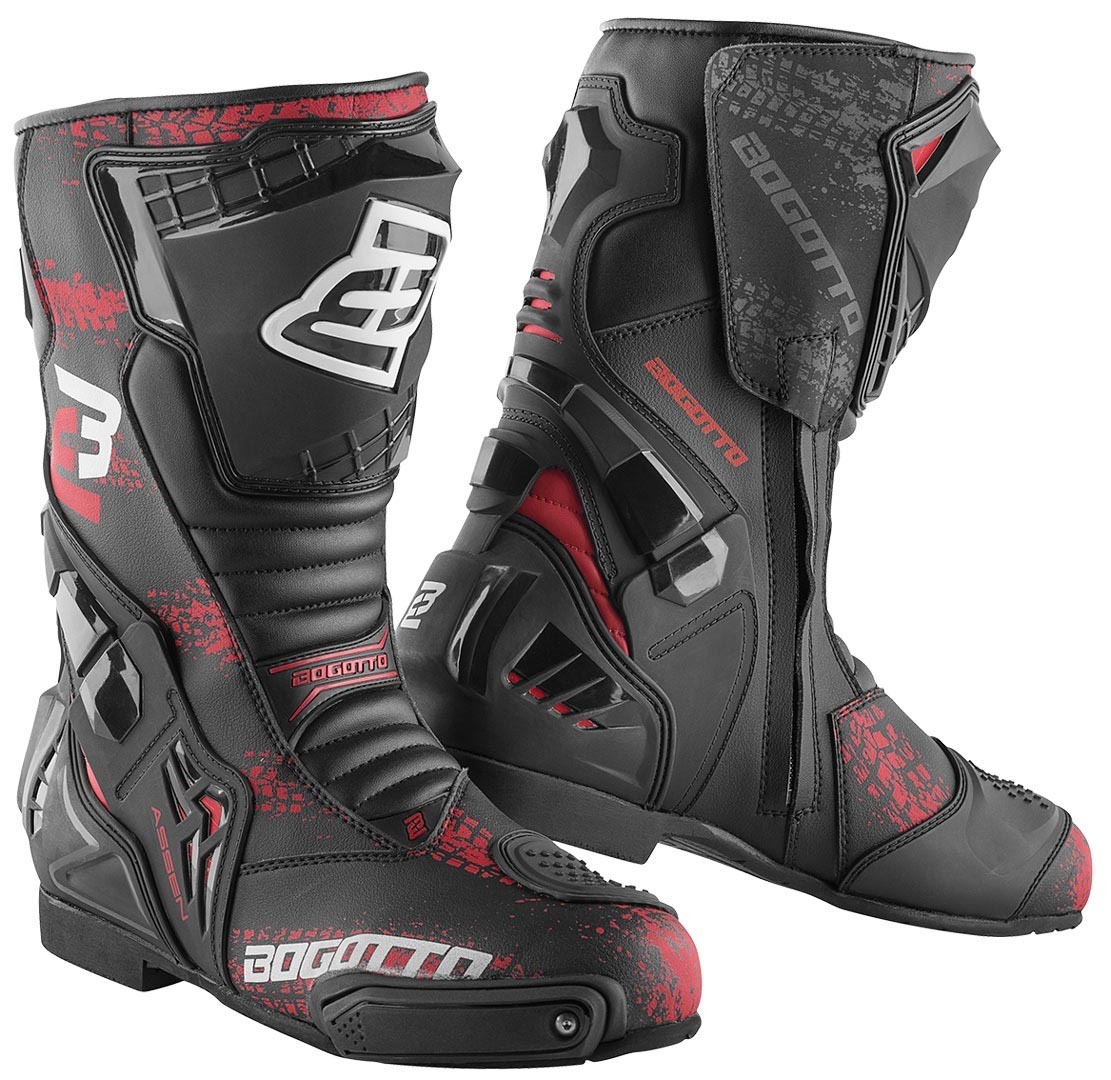 Image of Bogotto Assen Evo Bottes de moto Noir Rouge 48