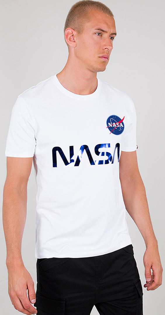 Alpha Industries NASA Reflective T-Shirt Blanc Bleu XS