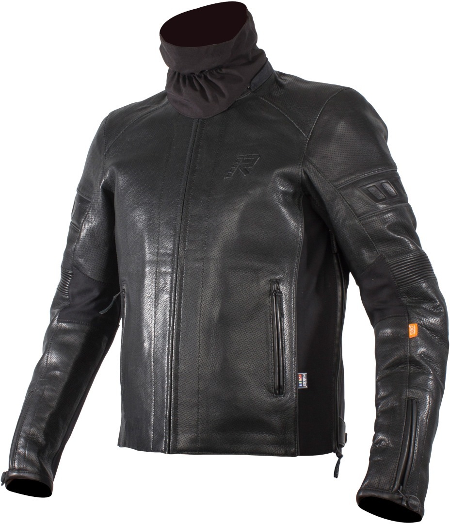 Image of Rukka Aramos Veste de moto en cuir Noir Argent 48