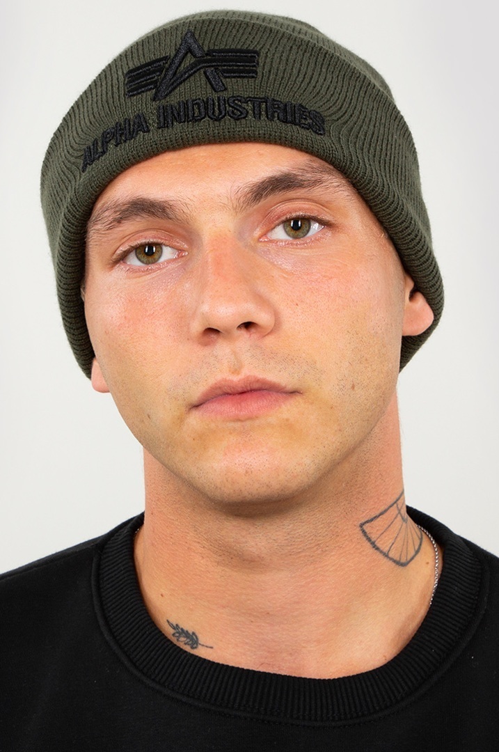 Image of Alpha Industries 3D Beanie Vert unique taille