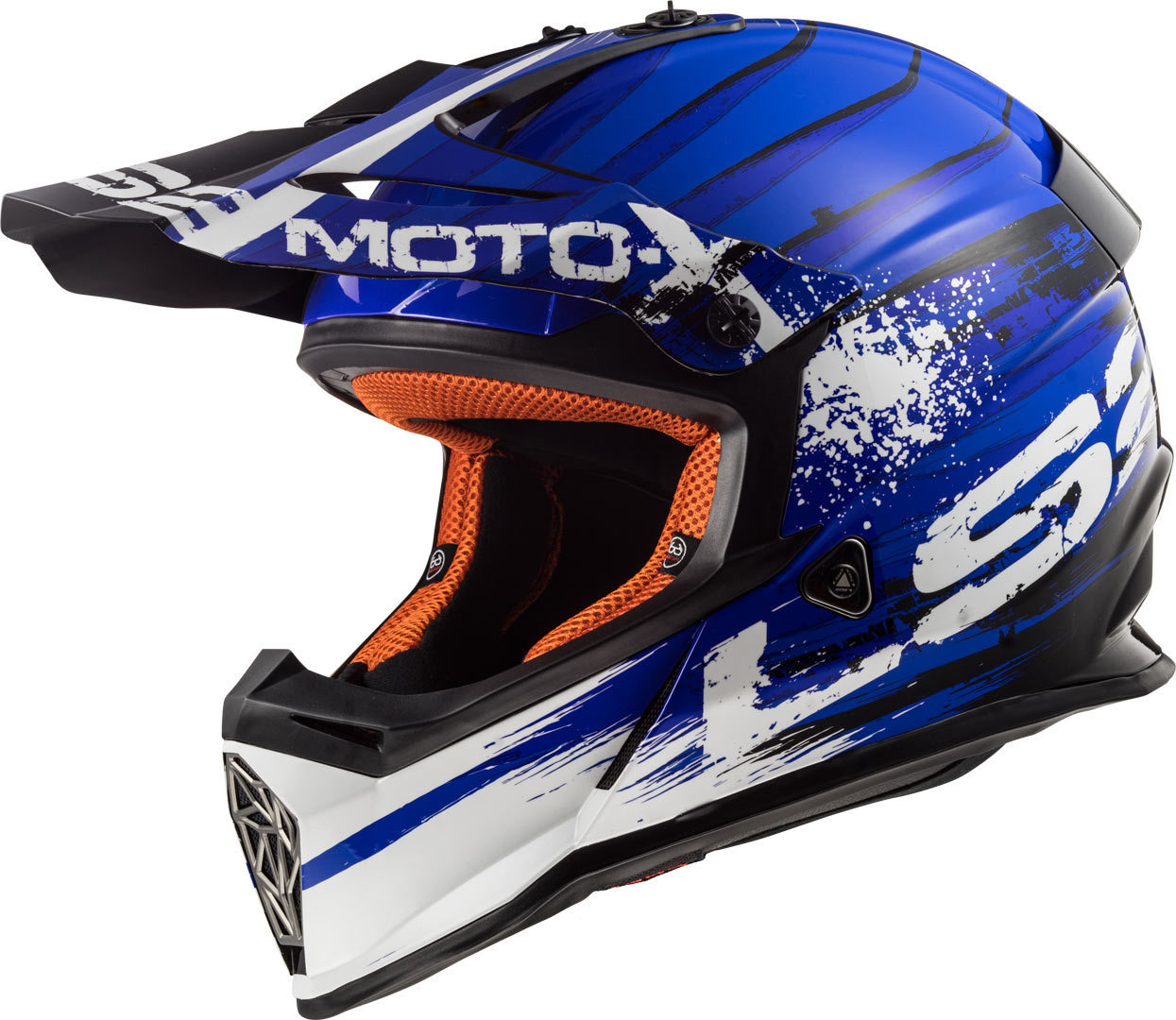 LS2 Fast MX437 Gator Casque de motocross Blanc Turquoise Bleu XS