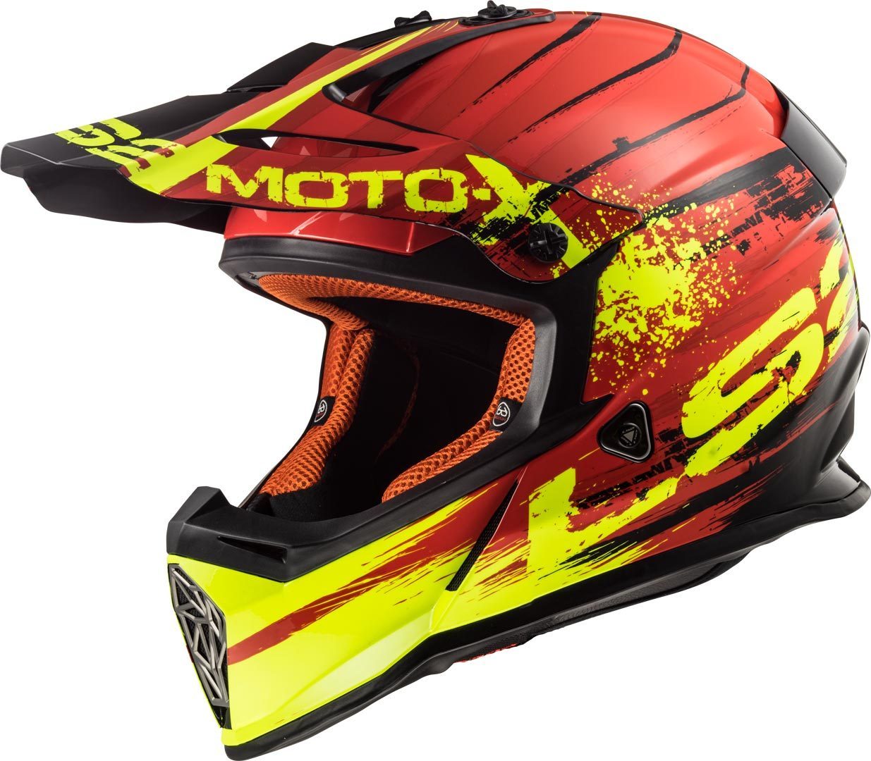 LS2 Fast MX437 Gator Casque de motocross Rouge Jaune XL